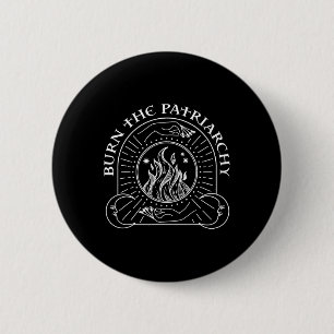 Hexe verbrannt das Patriarchat Halloween Frauenrec Button