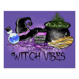 Hexe Vibes - süßer Halloween-Kaffee Poster