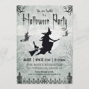Hexe-Vintage Halloween-Party-Einladung Einladung
