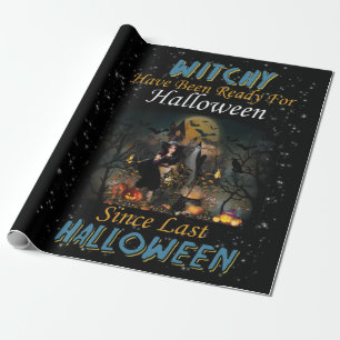 Hexe war zu Halloween fertig Geschenkpapier