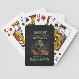 Hexe war zu Halloween fertig Spielkarten