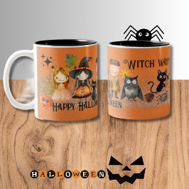 Hexe Way Halloween Orange Zweifarbige Tasse