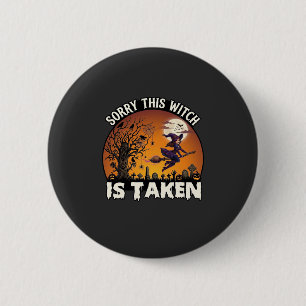 Hexe wird Besen Baum Friedhof Halloween_1 Button
