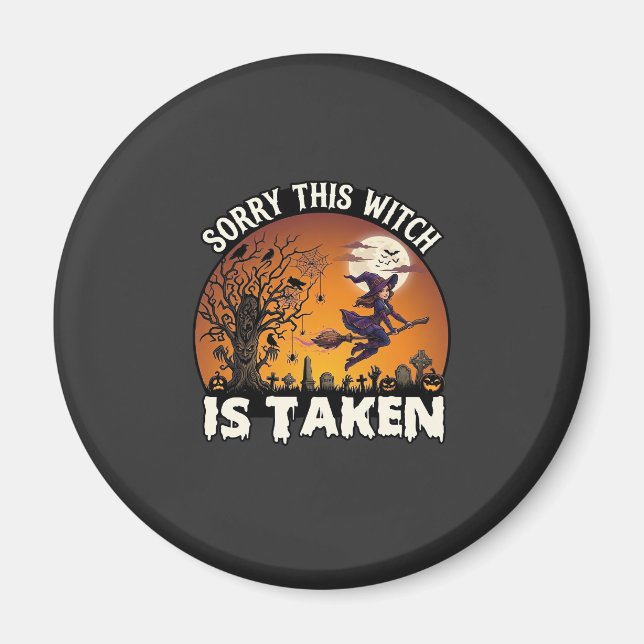 Hexe wird Besen Baum Friedhof Halloween_1 Magnet (Vorne)