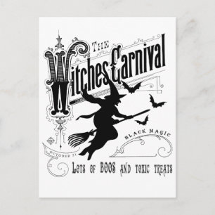 Hexe zu Halloween Vintage Postkarte