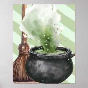 Hexen Besen und Kessel Poster