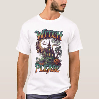 Hexen Bitte Gruselhaus Halbmondkessel T-Shirt