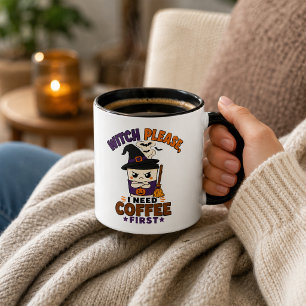 Hexen bitte Kaffee zuerst Schwarzer Halloween-Bech Zweifarbige Tasse