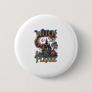 Hexen Bitte Spukhaus Halbmondkessel Button