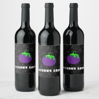 Hexen Brauen Weinleinen, Halloween-Party Geschenk Weinetikett