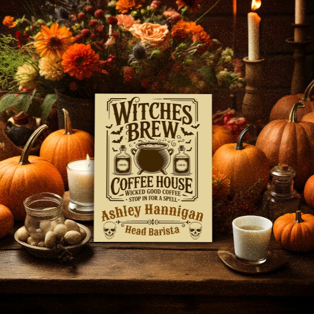 Hexen Brew Coffee House Personalizable Halloween Poster (Von Creator hochgeladen)