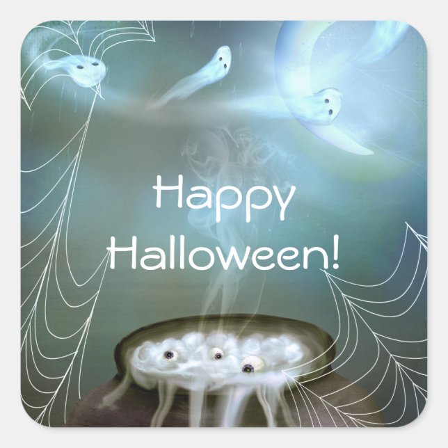 Hexen Brew Ghoful Halloween-Party Gevor Quadratischer Aufkleber (Vorderseite)