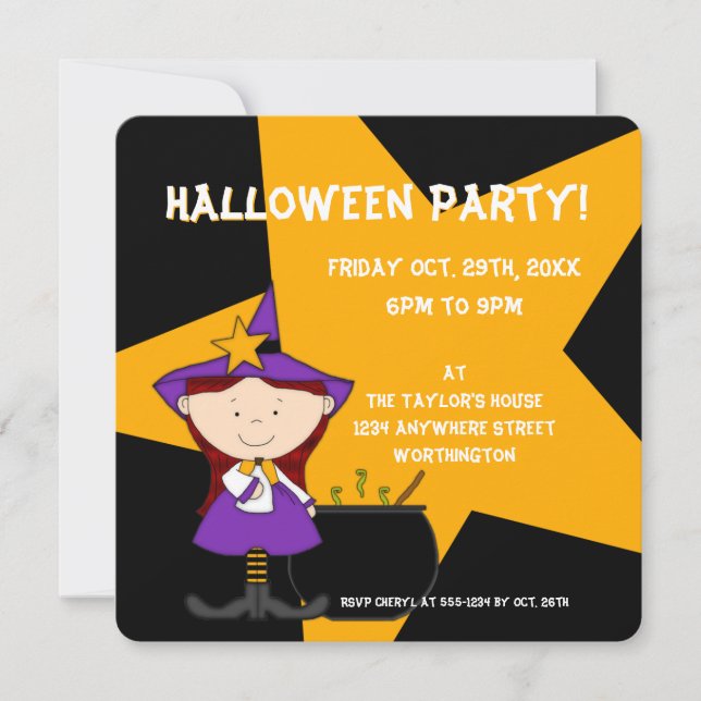 Hexen Brew Kid's Halloween-Party Einladung 6 (Vorderseite)