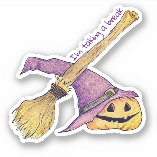 Hexen Broom Halloween Aufkleber (Vorderseite)