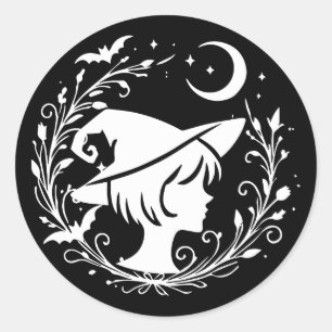 Hexen-Elfe Wicca-Magie Hexen Halloween Runder Aufkleber