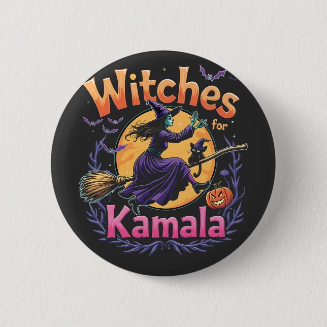 Hexen für Kamala Childless Cat Halloween Button (Vorderseite)