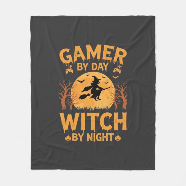Hexen-Gamer Halloween-Gaming-Design Fleecedecke (Vorderseite)