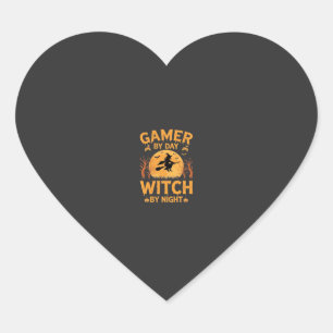 Hexen-Gamer-Halloween-Gaming-Design Herz-Aufkleber