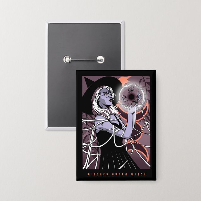 Hexen Gonna Witch Button - Mystic Hexchy (Vorderseite/Rückseite)