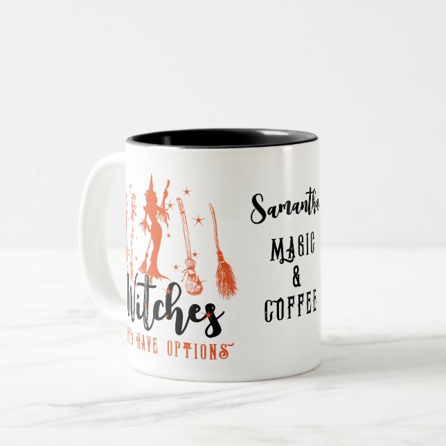 Hexen Gotta haben Optionen Magic Brooms Halloween Zweifarbige Tasse (Vorderseite Links)