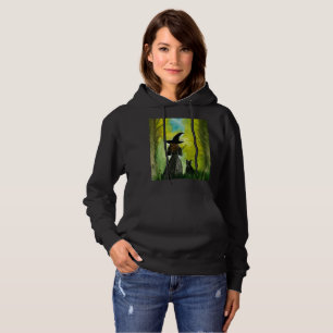 Hexen Halloween Gothic Schwarze Katze Gruselige Wa Hoodie
