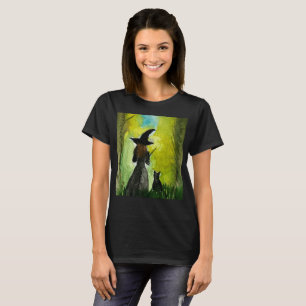 Hexen Halloween Gothic Schwarze Katze Gruselige Wa T-Shirt