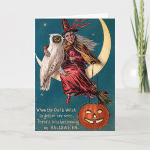 Hexen-Halloween im Vintage-Stil Karte