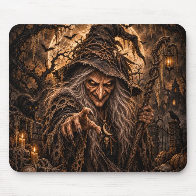 Hexen-Halloween-Kostenüm-Party Mousepad (Vorne)