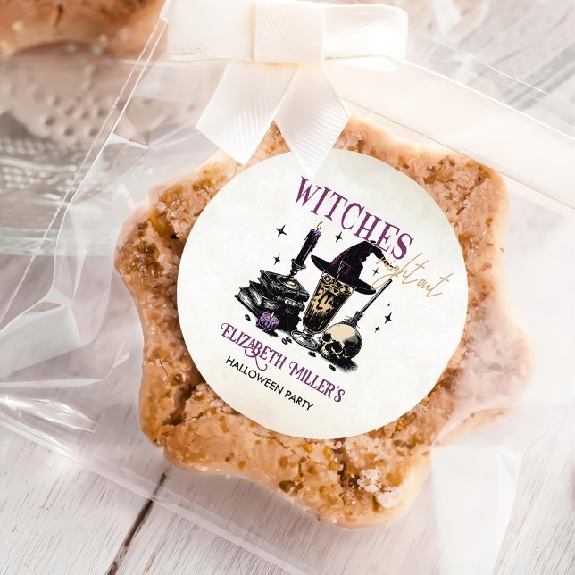Hexen Halloween Night Party Runder Aufkleber (Von Creator hochgeladen)
