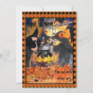 Hexen-Halloween-Party-Einladung Original-Kunstwerk Einladung