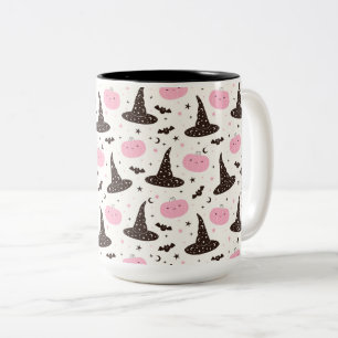 Hexen Hats Pumpkins und Fledermäuse Zweifarbige Tasse