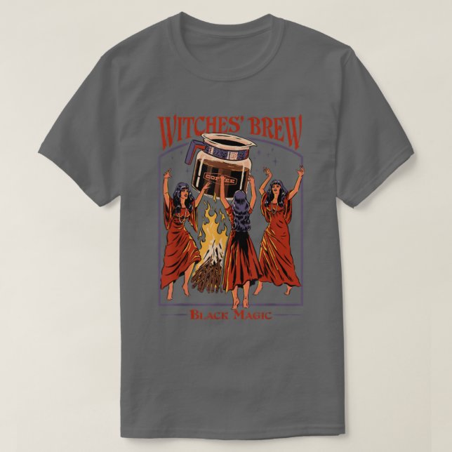 Hexen hauen Schwarz Magic Funny Coffee Illustratio T-Shirt (Design vorne)