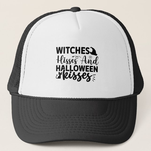 Hexen Hisses und Halloween Kisses Truckerkappe (Vorderseite)