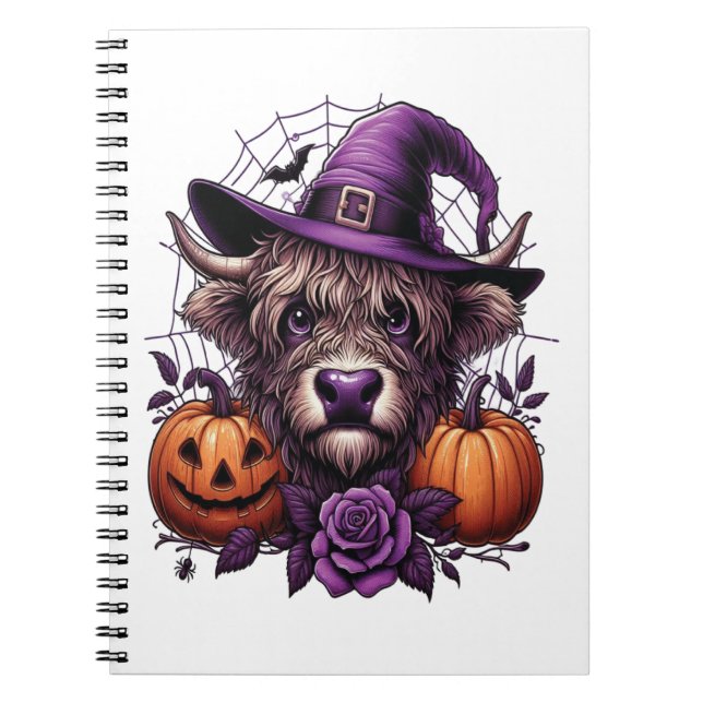 Hexen Hochland Halloween Kuh Notizblock (Vorderseite)