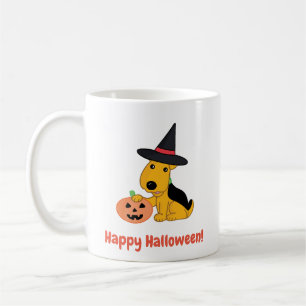 Hexen Hut des Halloween-Welpen-Hundw u. Kaffeetasse