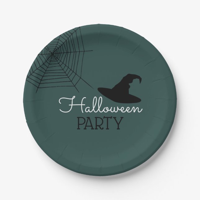 Hexen, Hut und Web, Halloween-Party Pappteller (Vorderseite)