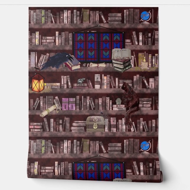 Hexen in der virtuellen Bibliothek mit Grimoiden u Tapete (Abrollen)