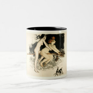 Hexen, Jean Veber, Halloween, Männchen und Weibche Zweifarbige Tasse