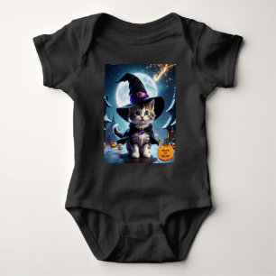 Hexen-Kätzchen Süßes Halloween Baby Strampler