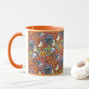 HEXEN, KATZE, GEIST, FARBENFROHE HALLOWEEN-FIGUREN TASSE