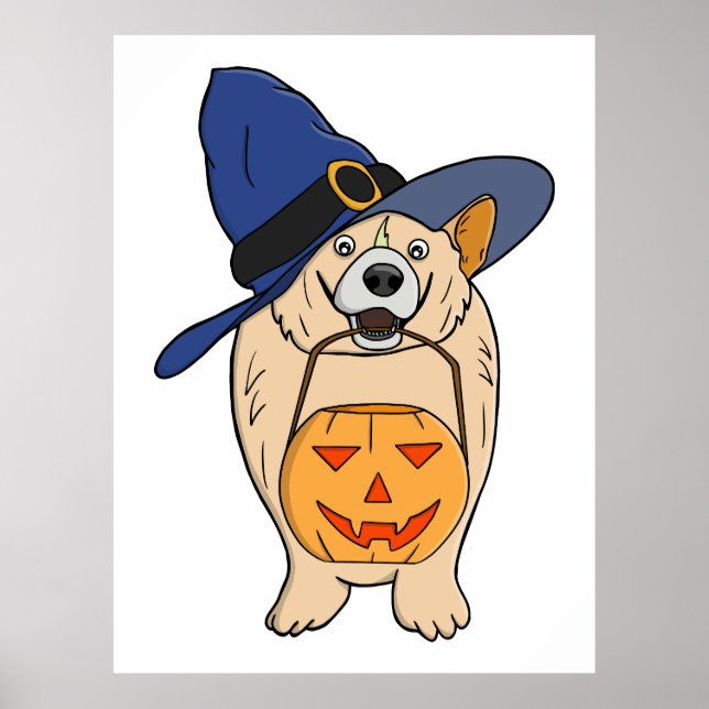 Hexen-Kürbis-Hund Poster (Vorne)