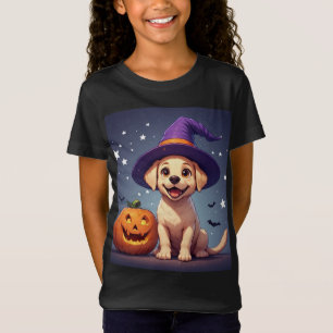 Hexen-Labrador-Welpe neben Kürbis-Halloween 🎃 T-Shirt