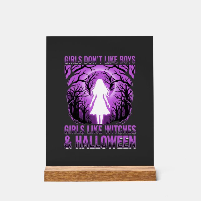 Hexen-Mädchen Halloween-Design Acrylschild (Vorderseite)
