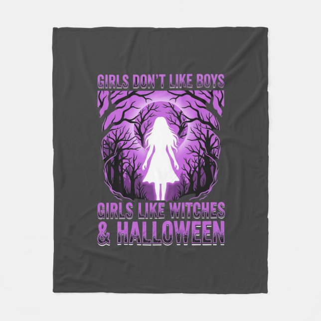 Hexen-Mädchen Halloween-Design Fleecedecke (Vorderseite)