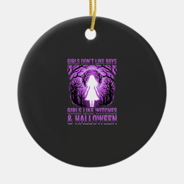 Hexen-Mädchen Halloween-Design Keramik Ornament (Vorne)