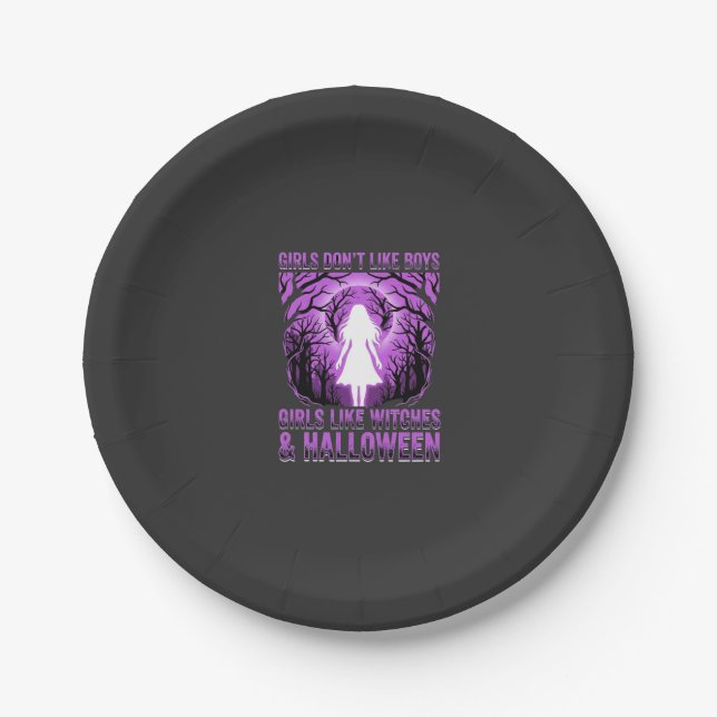 Hexen-Mädchen Halloween-Design Pappteller (Vorderseite)