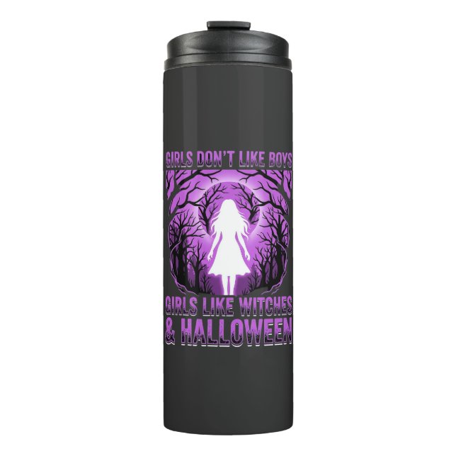 Hexen-Mädchen Halloween-Design Thermosbecher (Vorderseite)