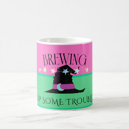 Hexen-Mädchen Rosa & Grün Halloween Individueller Kaffeetasse