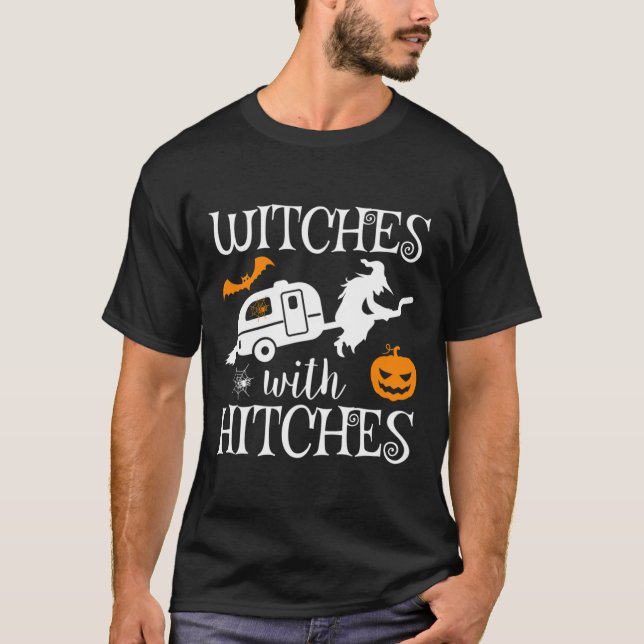 Hexen mit Hitches-Camping RV Halloween-Kostüm T-Shirt (Vorderseite)