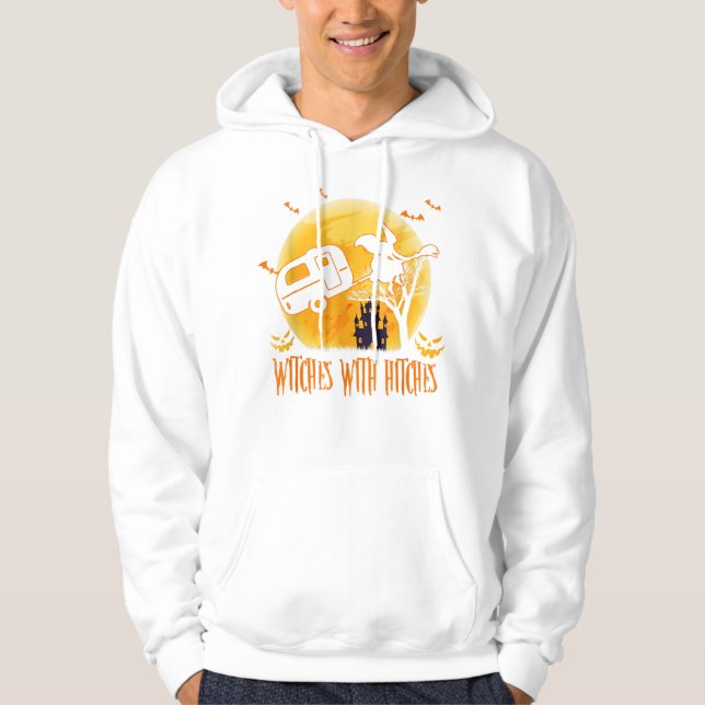 Hexen mit Hitches Funny Halloween Camping Hoodie (Vorderseite)